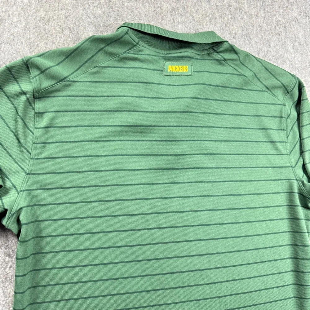 Nike Mens Polo Shirt M Dri Fit Green Bay Collared Short Sleeve Striped